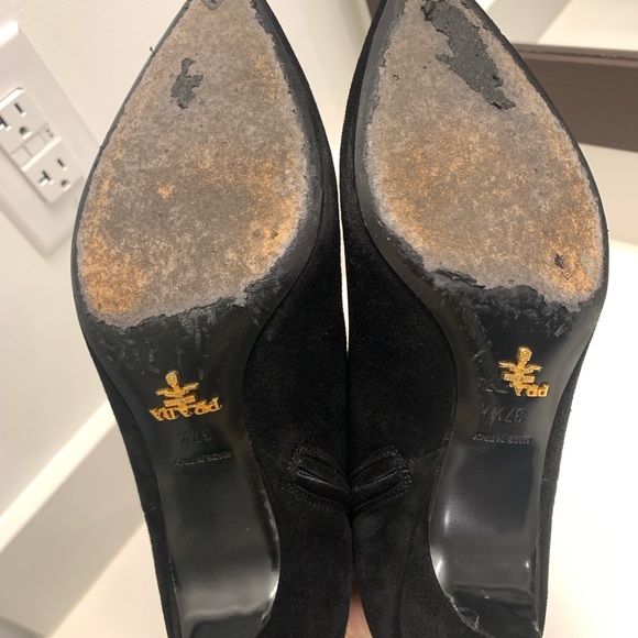 Prada Black Suede Pointed Toe Booties - Picture 6 of 7